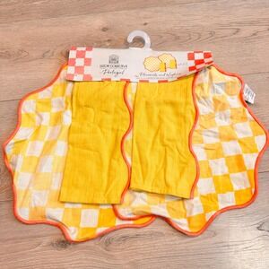 LUZOH COLLECTIVE Portugal Set of 2 Placemats and Napkins Yellow Gingham Linen